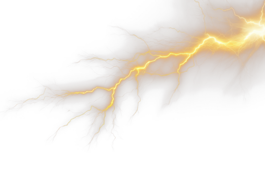 High-Resolution Lightning Bolt Overlay - Realistic Thunderstorm Element on Transparent Background