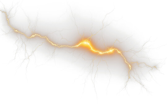 Electrifying Realistic Lightning Bolt Overlay On Transparent Background