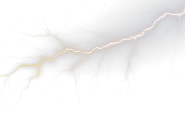 High-Voltage Electric Shock - Realistic Lightning Bolt Effects on Transparent Background