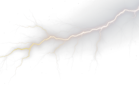 High-Voltage Electric Shock - Realistic Lightning Bolt Effects on Transparent Background