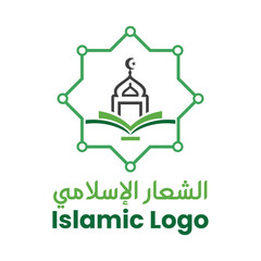 Islamic logo template, Ribbon islamic dome palace logo design template. Mosque logo ideas. inspiration logo design. template vector illustration.