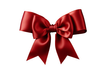 Elegant Red Bow Ribbon on Transparent Background - High-Quality PNG