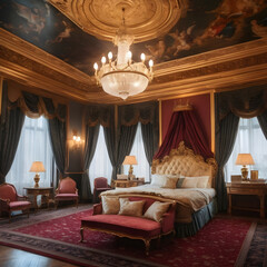 A luxurious hotel bedroom..
