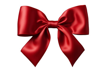 Festive Red Bow Ribbon Isolated on Transparent Background - High-Quality PNG Illustration