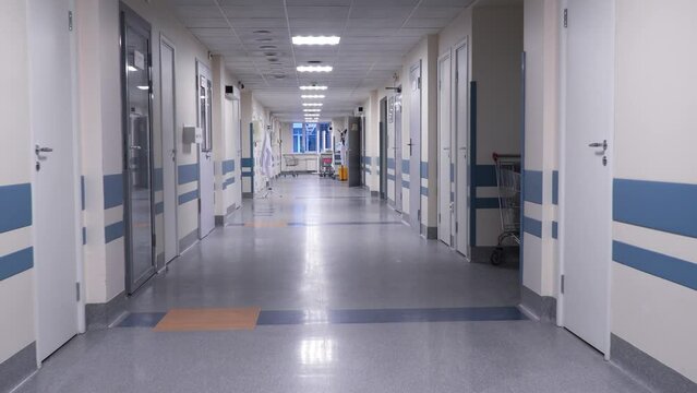 Long Corridor in the Hospital with the Medical Gurney