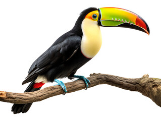 A Toucan On a Branch, isolated on a transparent or white background