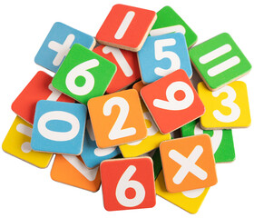 Math number colorful on white background, education study mathematics learning teach concept.
