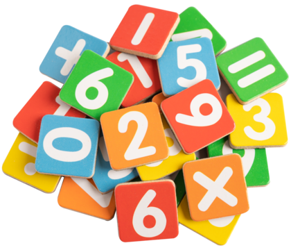 Math number colorful on white background, education study mathematics learning teach concept.