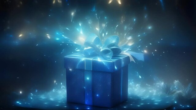 A gift box with a shiny magic glow