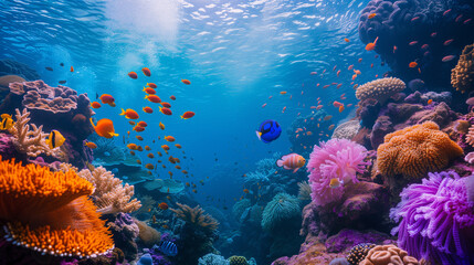 Beautiful coral reef under the sea - obrazy, fototapety, plakaty