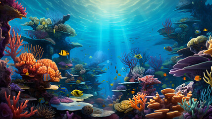 Tropical fish on a coral reef