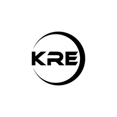 KRE letter logo design with white background in illustrator, cube logo, vector logo, modern alphabet font overlap style. calligraphy designs for logo, Poster, Invitation, etc.