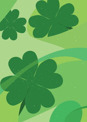 abstract green shamrock clover teaf of irirh. for st pattricks day decoration or greeting. vintage style vector illustration