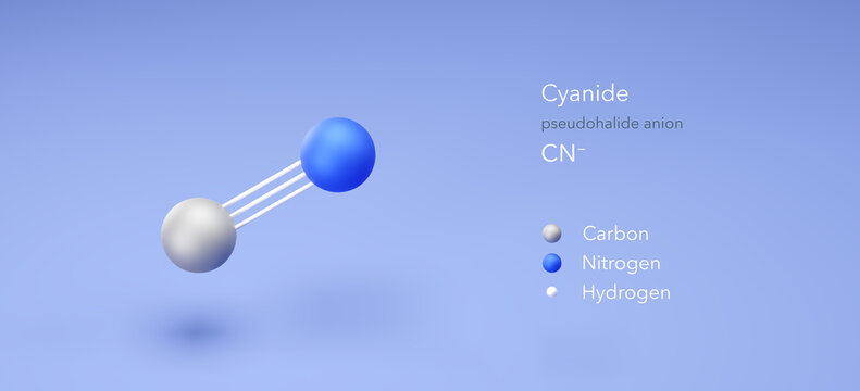 cyanide molecule, molecular structures, cyanide ion, 3d model, Structural Chemical Formula and Atoms with Color Coding