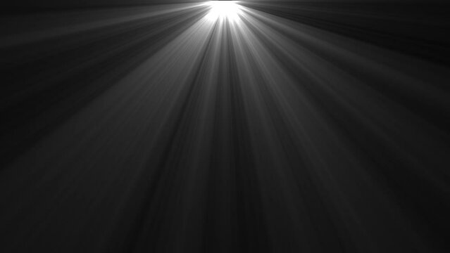 White light beams on black background. Light animation. Dynamic sun rays. 23,98fps