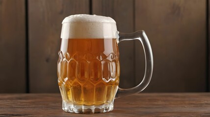 a mug of beer on a wooden table