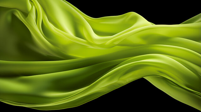 A luxurious light green silk fabric, viewed from above, offers a smooth and elegant texture, ideal for abstract backgrounds with ample copy space.