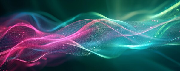 Abstract multicolored structure on purple backdrop embodies innovation, business, and cloud tech. Fluid and adaptable concept.