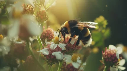 Muurstickers bee on a flower © FotoStalker