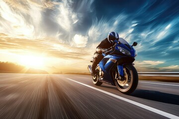 Obraz na płótnie Canvas A black motorcycle speeding down a winding road.