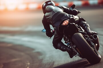 A rider on a sports motorcycle making a tight corner.