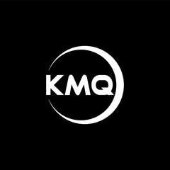 KMQ letter logo design with black background in illustrator, cube logo, vector logo, modern alphabet font overlap style. calligraphy designs for logo, Poster, Invitation, etc.