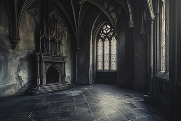 old gothic interior of a castle