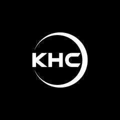 KHC letter logo design with black background in illustrator, cube logo, vector logo, modern alphabet font overlap style. calligraphy designs for logo, Poster, Invitation, etc.