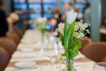 Ceremony decors in a northern italy restaurant.