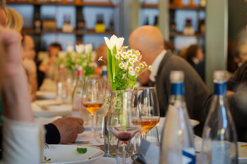 Ceremony decors in a northern italy restaurant.