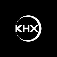 KHX letter logo design with black background in illustrator, cube logo, vector logo, modern alphabet font overlap style. calligraphy designs for logo, Poster, Invitation, etc.