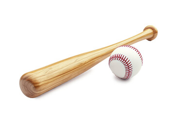 baseball bat and ball symbolizing iconic equipment isolated on white background