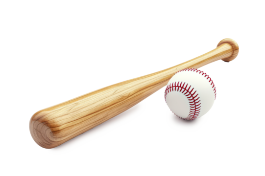 baseball bat and ball symbolizing iconic equipment isolated on white background