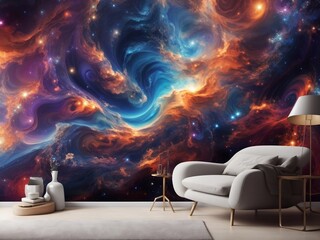 Celestial Harmony: Mesmerizing Abstract Wallpaper Inspired by Cosmic Symphony