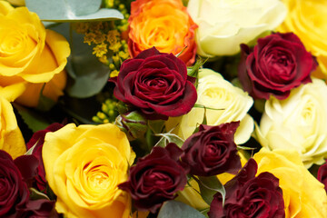 A bouquet of flowers in close-up