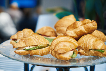 A set of beautiful snacks on the table. The buffet is on the table. Catering