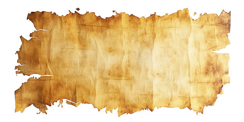 worn-out parchment with distressed brush strokes , conveying a vintage and aged aesthetic. isolated on white background. - obrazy, fototapety, plakaty