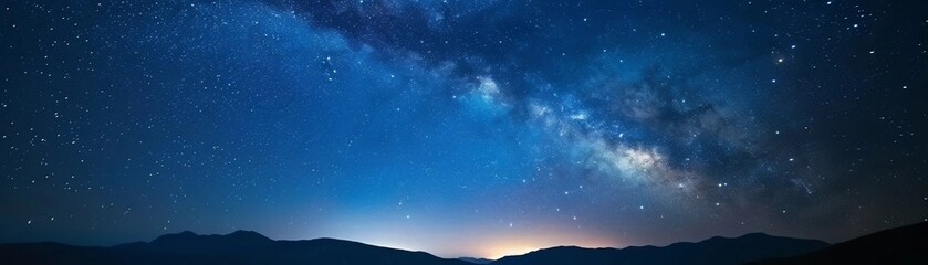 Starlit Night, mesmerizing expanse of a clear night sky filled with twinkling stars, background image, generative AI - obrazy, fototapety, plakaty