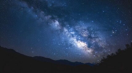 Fototapeta na wymiar Starlit Night, mesmerizing expanse of a clear night sky filled with twinkling stars, background image, generative AI