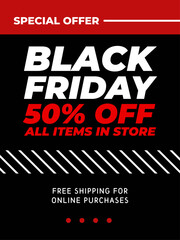 Black Friday design for social media, advertising, banners, leaflets and flyers.