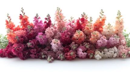 a bunch of flowers that are next to each other on a white surface with one flower in the middle of the picture and one flower in the middle of the picture.