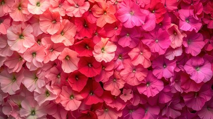 a bunch of pink and red flowers that are in the middle of a wall of pink and red flowers that are in the middle of the wall.