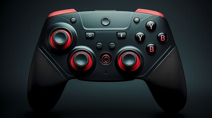 A top view of a gaming console controller with a solid background, displaying its ergonomic design and precise button layout