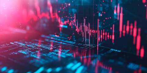 Market quotes chart on the color display of a financial broker.