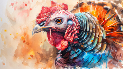 Watercolor turkey. - Powered by Adobe