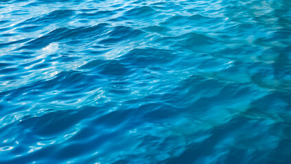 Blue wave background wallpaper, water ripples, natural drops, water splashes, beautiful realistic background of sea or ocean, nature concept.