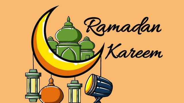 Animated arabesque background for religious greetings as ramadan, Hajj, Eid  and common Islamic purposes