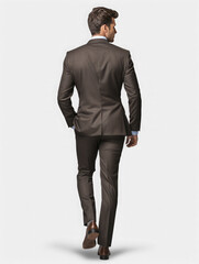 business man walking, back view isolated on transparent background, png