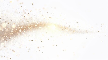 Illuminated by a festive Christmas light effect, flying particles of light sparkle like fairy dust, creating a magical and enchanting atmosphere against a white background.