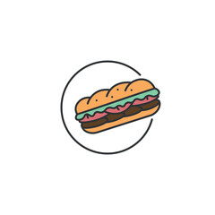 Bahn Mi - Vietnamese Submarine Sandwich, Saigon Long Sandwich Bread (Southeast Asia Staple Food) Asian Food Icon